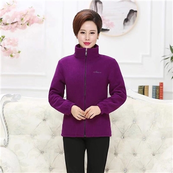 春秋女士外套加厚拉链开衫摇粒绒妈妈装中老年休闲百搭超轻女装