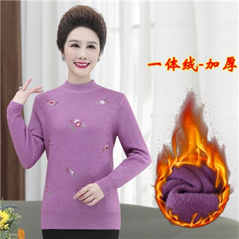 冬季新款中年女装半高领加厚加绒毛衣中老年妈妈装套头针织衫上衣