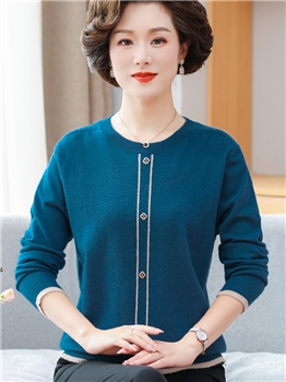 妈妈秋装薄款针织衫40岁50中年妇女时尚小衫老年人春秋毛衣打底衫