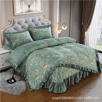 荷叶边纯棉印花高密四件套韩版全棉花边多件套枕套被套床单单件