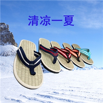 外贸拖鞋夏草席拖榻榻米布艺拖鞋男女款天然草席编织夹脚拖鞋