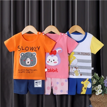 2024夏季新款纯棉儿童短袖T恤套装韩版婴幼儿宝宝短袖短裤俩件套