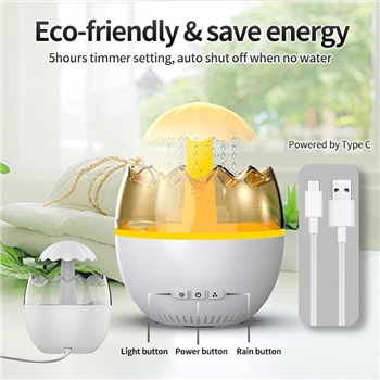 2023新品家用蛋壳云朵雨滴香薰机 七彩夜灯可雾化喷雾加湿器